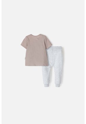 Conjunto De LittleMic Con Pantalón Largo Gris Y Taupe Para Bebé Niño 12-18