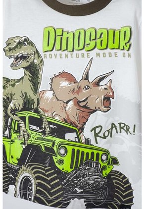 Pijama De LittleMic Manga Corta Marfil Y Verde Para Niño 2T A 5T 5T