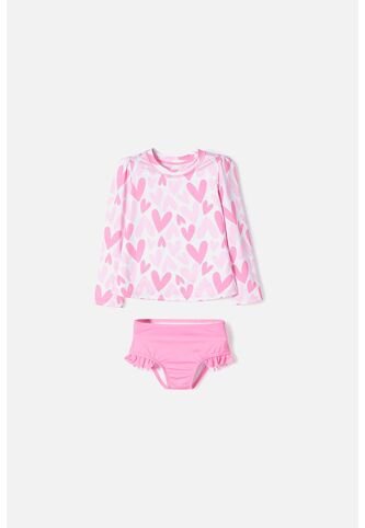 Vestido De Baño LittleMic Multicolor Manga Larga Para Niña 2T A 5T 3T LittleMic