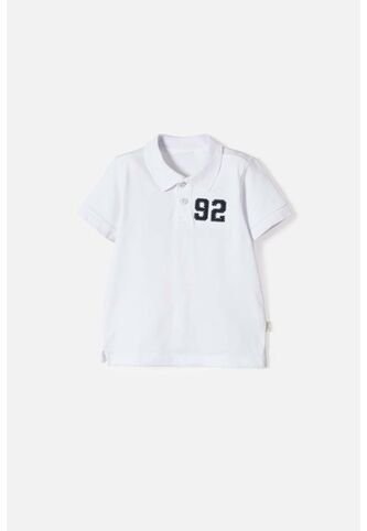 Camiseta Tipo Polo De Littlemic Blanco Para Niño 2T A 5T 5T LittleMic