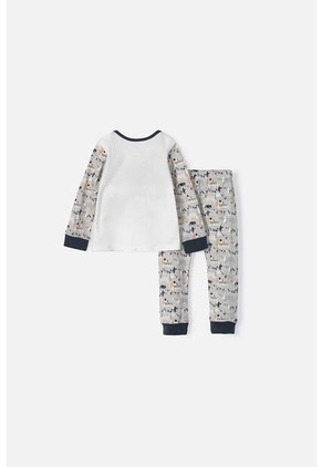 Pijama LittleMic Gris Y Marfil De Manga Larga Para Bebé Niño 12-18