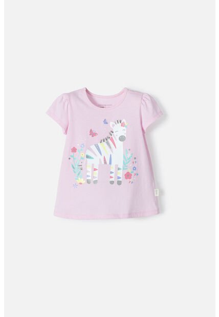 Camiseta De LittleMic  Manga Corta Rosado Para Niña 2T A 5T 3T