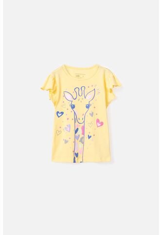 Camiseta LittleMic Manga Corta Amarilla Para Niña 2T A 5T 2T LittleMic