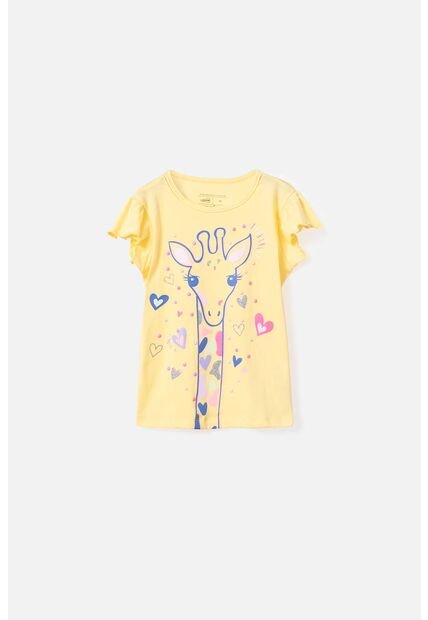 Camiseta LittleMic Manga Corta Amarilla Para Niña 2T A 5T 2T