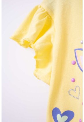 Camiseta LittleMic Manga Corta Amarilla Para Niña 2T A 5T 2T