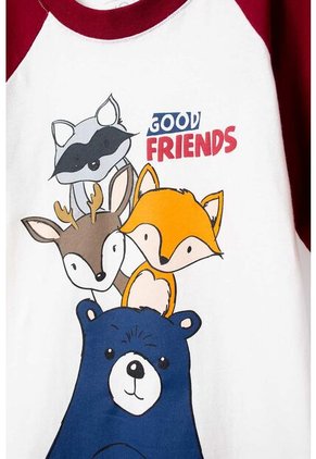 Camiseta LittleMic Manga Corta Roja Y Marfil Para Niño 2T A 5T 4T