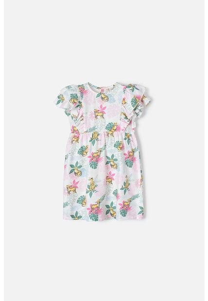 Vestido De LittleMic Multicolor Manga Corta Para Niña 2T A 5T 2T