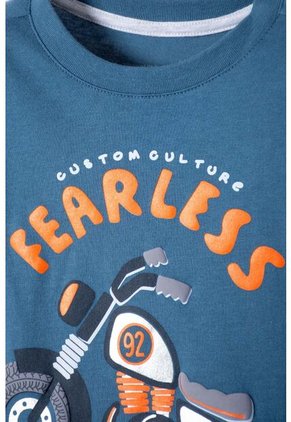 Camiseta LittleMic Azul Y Gris Estampada En Frente Para Niño 2T A 5T 3T