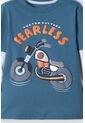 Camiseta LittleMic Azul Y Gris Estampada En Frente Para Niño 2T A 5T 3T de LittleMic