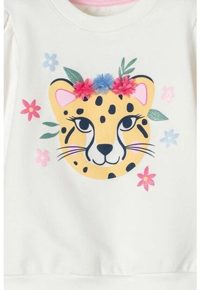 Buzo De LittleMic Marfil De Diseño Cerrado Para Niña 2T A 5T 3T
