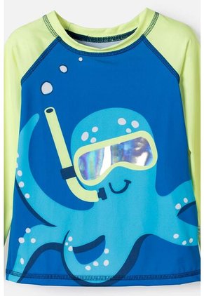 Conjunto De Baño De Littlemic Manga Larga Azul Y Verde Para Niño 2T A 6T 2T