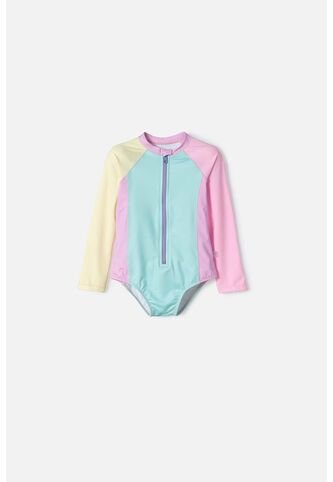 Vestido De Baño LittleMic Multicolor Manga Larga Para Niña 2T A 5T 4T LittleMic