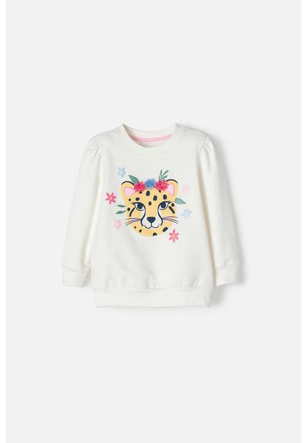 Buzo De LittleMic Marfil De Diseño Cerrado Para Niña 2T A 5T 3T