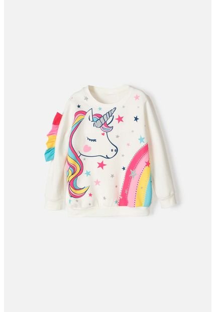 Buzo LittleMic De Cuello Redondo Marfil Para Niña De 2T A 5T 5T