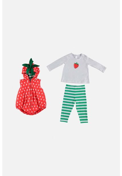 Conjunto LittleMic X3 Piezas Rojo Para Bebé Niña 3T