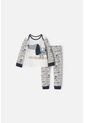 Pijama LittleMic Gris Y Marfil De Manga Larga Para Bebé Niño 3-6 de LittleMic
