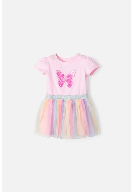 Vestido LittleMic Multicolor Manga Corta Para Niña 2T A 5T 3T