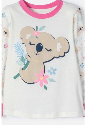 Pijama De Littlemic Con Pantalón Largo Marfil Y Rosado Para Niña 2T A 5T 5T