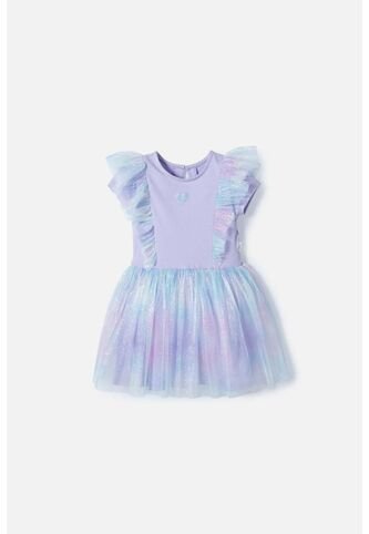 Vestido De Littlemic Con Tull Violeta Para Niña 2T A 5T 4T LittleMic