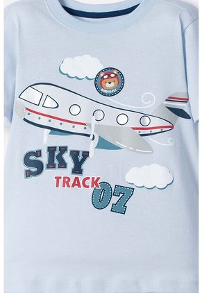 Camiseta LittleMic Azul Clara Manga Corta Para Niño 2T A 5T 3T