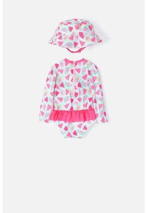 Vestido De Baño LittleMic Con Gorro Azul Y Fucsia Para Bebé Niña 9-12