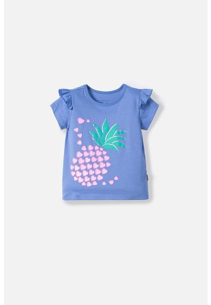 Camiseta De Littlemic Manga Corta Azul Para Niña 2T A 5T 2T