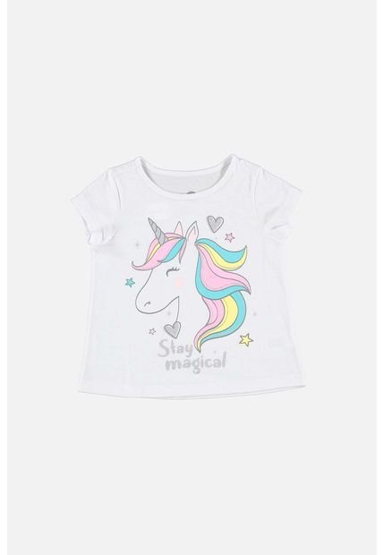 Camiseta De Mic Manga Corta Blanco Para Niña 2T A 5T 5T