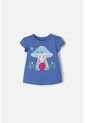 Camiseta Littlemic Azul Estampada En Frente Para Niña 2T A 5T 3T de LittleMic