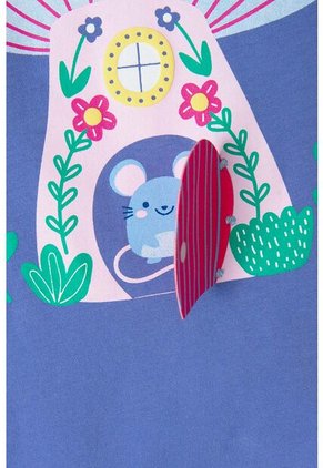 Camiseta Littlemic Azul Estampada En Frente Para Niña 2T A 5T 3T