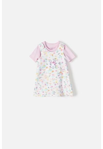 Vestido LittleMic Estampado Multicolor Para Niña De 2T A 5T 3T LittleMic