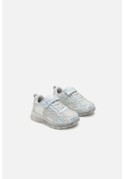 Tenis De Littlemic Plateados Con Cordón Para Niña 28