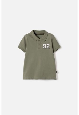 Camiseta Tipo Polo De Littlemic Verde Para Niño 2T A 5T 3T LittleMic