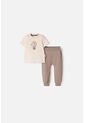 Conjunto LittleMic Café Y Taupe De Pantalón Largo Para Bebé Niño 6-9 de LittleMic