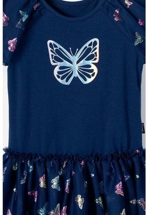 Vestido De LittleMic Manga Corta Azul Para Niña 2T A 5T 2T