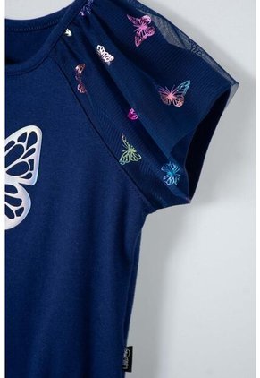 Vestido De LittleMic Manga Corta Azul Para Niña 2T A 5T 2T