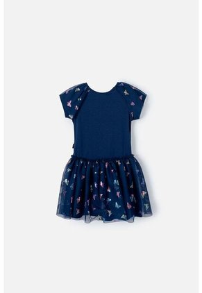 Vestido De LittleMic Manga Corta Azul Para Niña 2T A 5T 2T