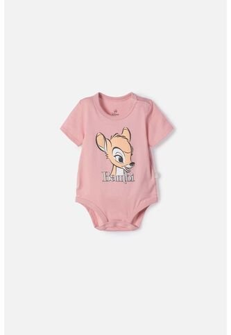 Body De Bambi Manga Corta Rosado Para Bebé Niña 9-12 LittleMic