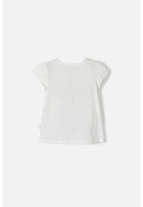 Camiseta De LittleMic Manga Corta Marfil Para Niña 2T A 5T 5T