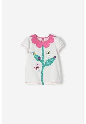Camiseta Littlemic Marfil Cuello Redondo Para Niña 2T A 5T 5T LittleMic