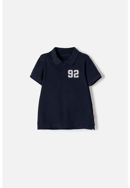 Camiseta Tipo Polo De Mic Azul Para Niño 2T A 5T 5T