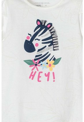 Camiseta De Littlemic Manga Corta Marfil Para Niña 2T A 5T 2T