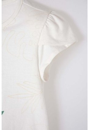 Camiseta De Littlemic Manga Corta Marfil Para Niña 2T A 5T 2T