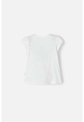 Camiseta De Littlemic Manga Corta Marfil Para Niña 2T A 5T 2T