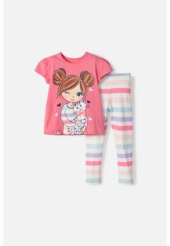 Conjunto De Littlemic Pantalón Largo Multicolor Para Niña 2T A 6T 3T LittleMic