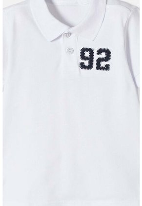 Camiseta Tipo Polo De Littlemic Blanco Para Niño 2T A 5T 5T