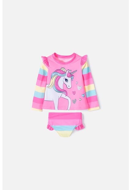 Vestido De Baño LittleMic Multicolor Manga Larga Para Niña 2T A 5T 3T