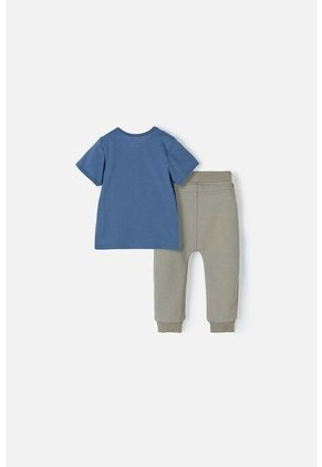 Conjunto LittleMic Azul Y Verde Oliva Con Pantalón Para Bebé Niño 3-6