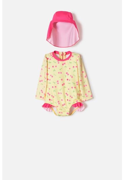 Vestido De Baño De Littlemic Con Gorro Multicolor Para Bebé Niña 12-18