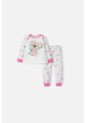 Pijama De LittleMic Marfil Y Rosada De Pantalón Largo Para Bebé Niña 12-18