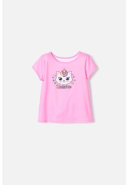 Camiseta De Littlemic Manga Corta Rosada Para Niña 2T A 5T 2T